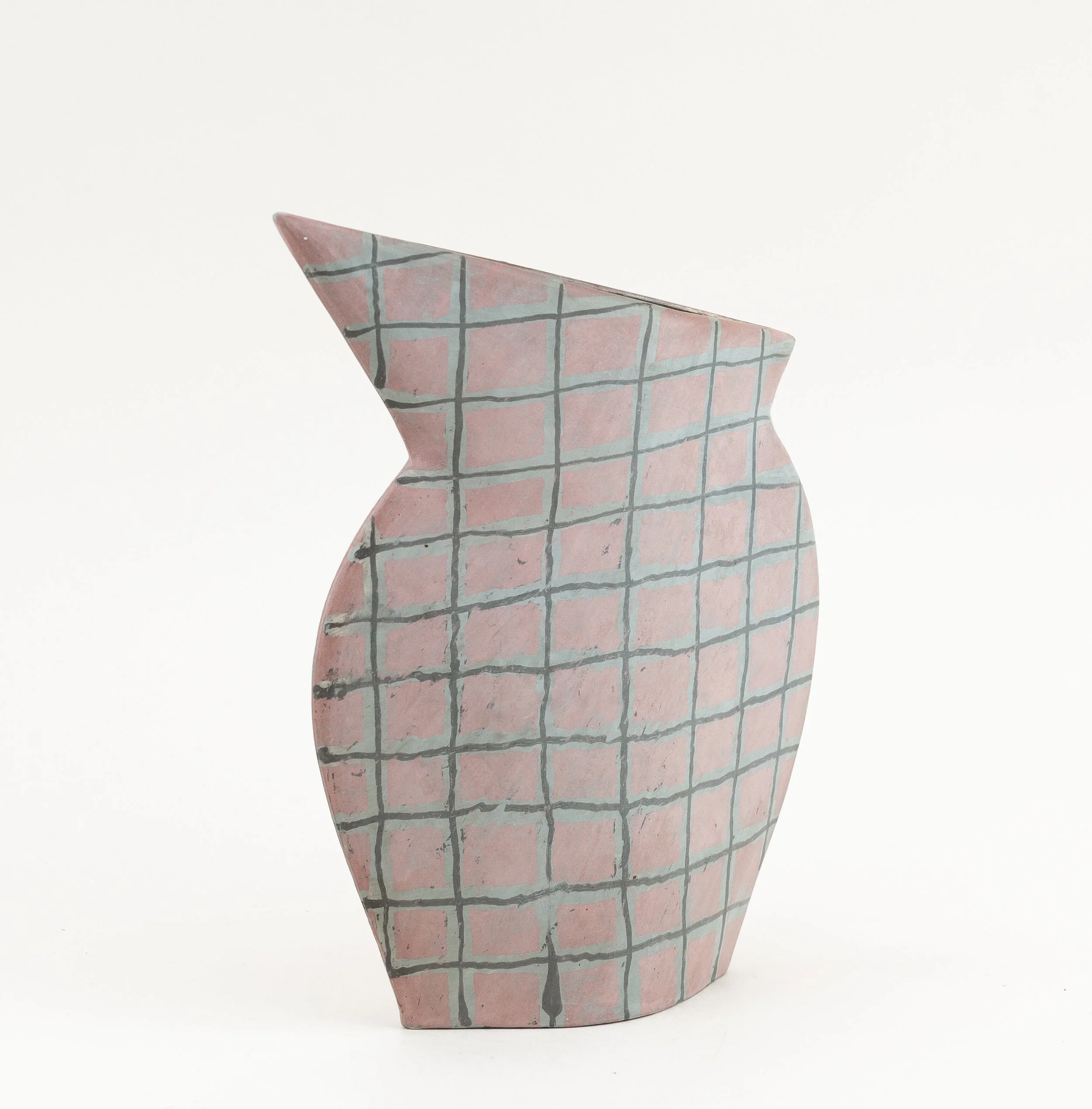 Brutalist Vase with turquoise interior by British Ceramicist Clive